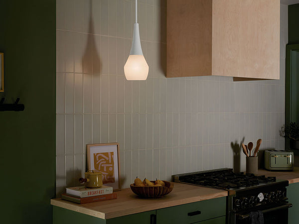 Nerra 7" One Light Pendant, Satin Etched Cased Opal Glass / White