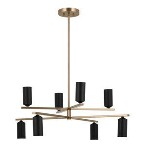 Zara 36" Eight Lights Chandelier, Champagne Bronze / Black
