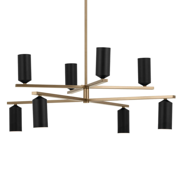 Zara 36" Eight Lights Chandelier, Champagne Bronze / Black