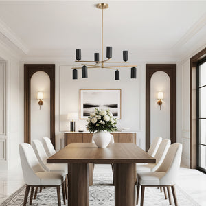 Zara 36" Eight Lights Chandelier, Champagne Bronze / Black