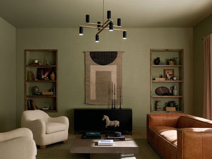 Zara 36" Eight Lights Chandelier, Champagne Bronze / Black