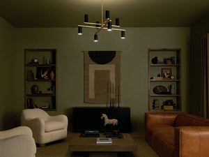 Zara 36" Eight Lights Chandelier, Champagne Bronze / Black