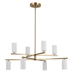 Zara 36" Eight Lights Chandelier, Champagne Bronze / White