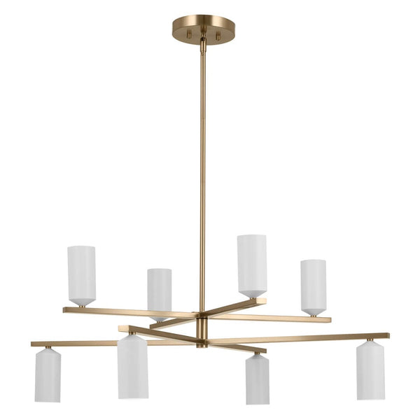 Zara 36" Eight Lights Chandelier, Champagne Bronze / White