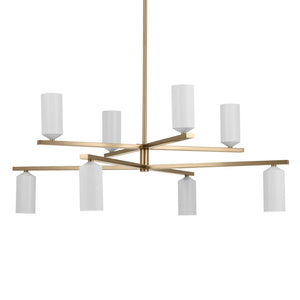 Zara 36" Eight Lights Chandelier, Champagne Bronze / White