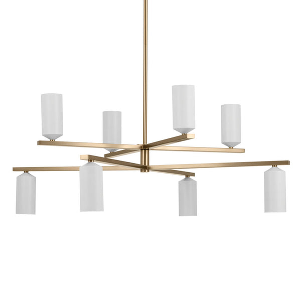Zara 36" Eight Lights Chandelier, Champagne Bronze / White