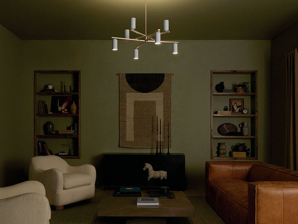 Zara 36" Eight Lights Chandelier, Champagne Bronze / White