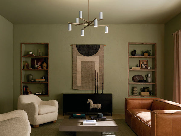 Zara 36" Eight Lights Chandelier, Champagne Bronze / White