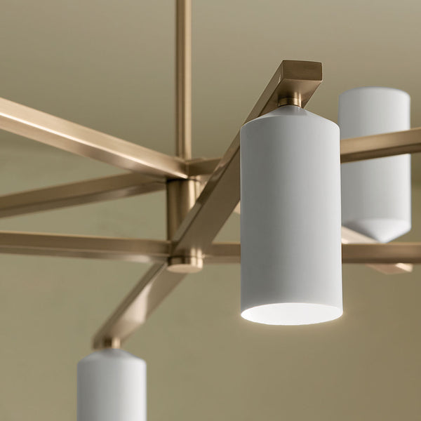 Zara 36" Eight Lights Chandelier, Champagne Bronze / White