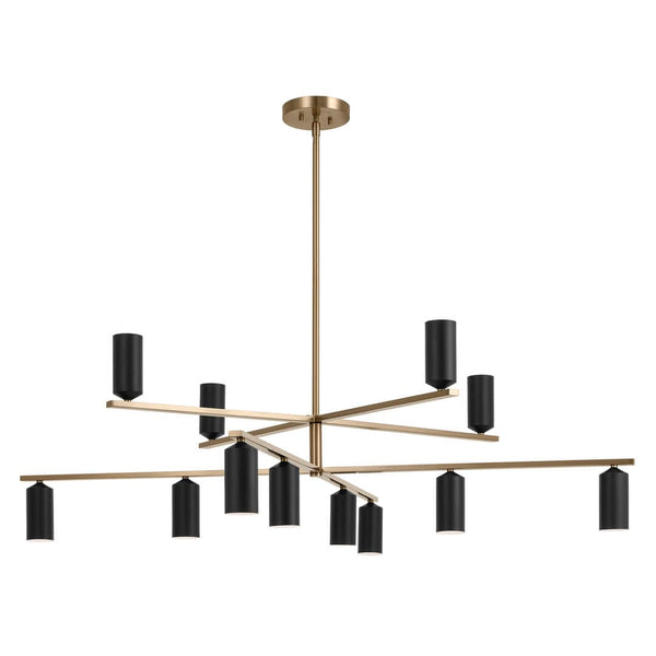 Zara 56" Twevle Lights Chandelier, Champagne Bronze / Black