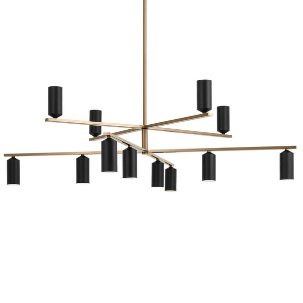 Zara 56" Twevle Lights Chandelier, Champagne Bronze / Black