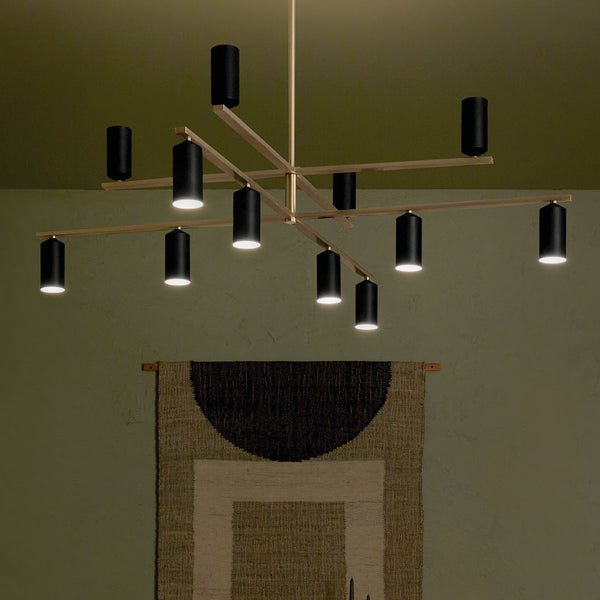 Zara 56" Twevle Lights Chandelier, Champagne Bronze / Black