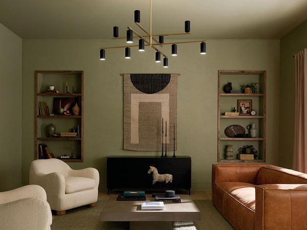 Zara 56" Twevle Lights Chandelier, Champagne Bronze / Black