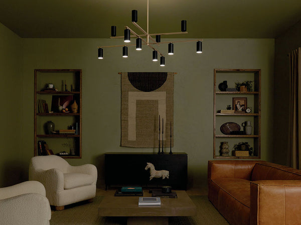 Zara 56" Twevle Lights Chandelier, Champagne Bronze / Black