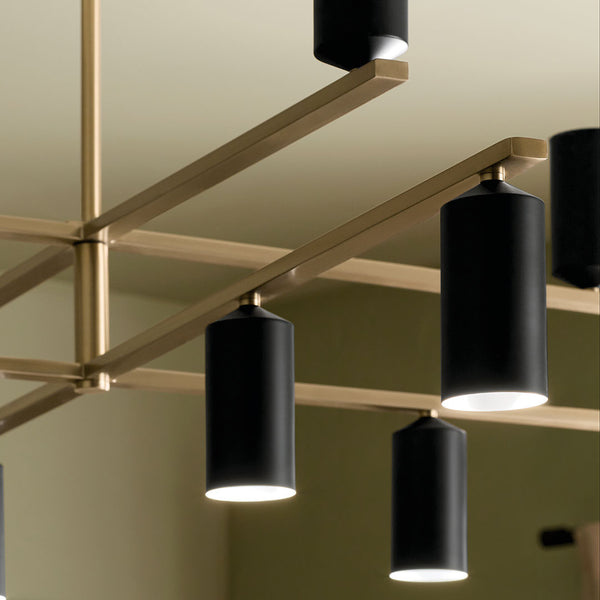 Zara 56" Twevle Lights Chandelier, Champagne Bronze / Black