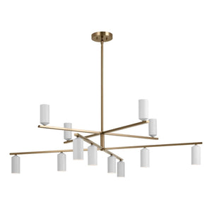 Zara 56" Twevle Lights Chandelier, Champagne Bronze / White