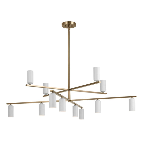Zara 56" Twevle Lights Chandelier, Champagne Bronze / White