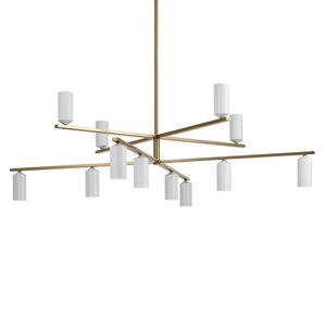 Zara 56" Twevle Lights Chandelier, Champagne Bronze / White