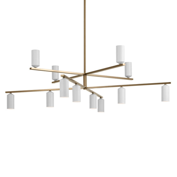 Zara 56" Twevle Lights Chandelier, Champagne Bronze / White