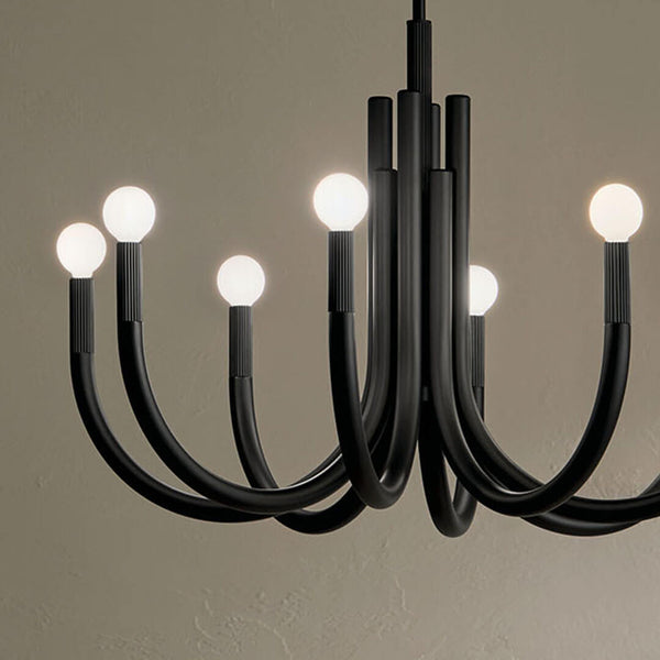 Bruno 29" Eight Lights Mid. Chandeliers, Black