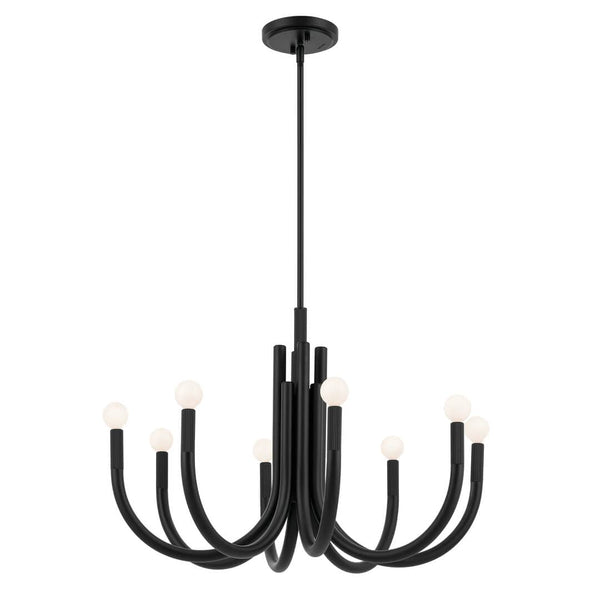Bruno 29" 8 Light Chandelier, Black