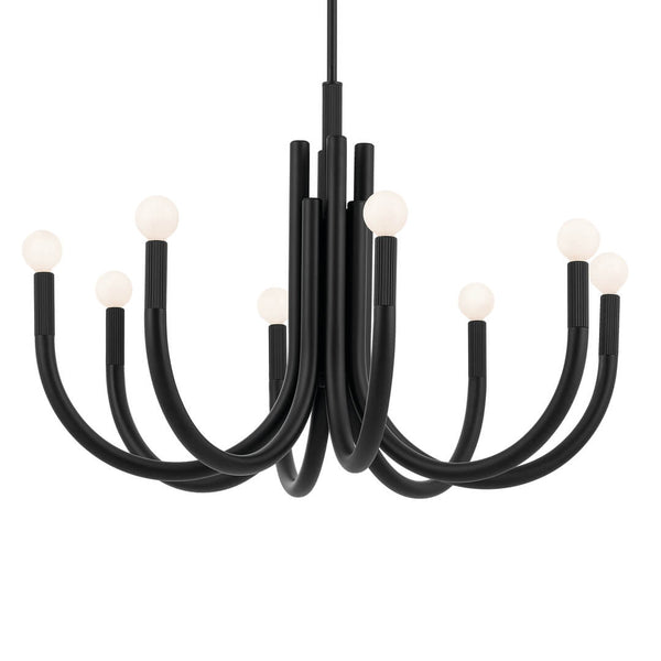 Bruno 29" Eight Lights Chandelier, Black
