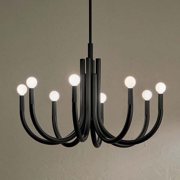 Bruno 29" Eight Lights Chandelier, Black
