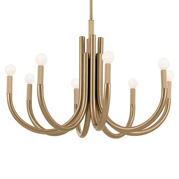 Bruno 29" Eight Lights Mid. Chandeliers, Champagne Bronze