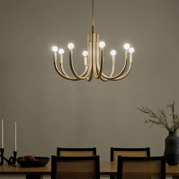 Bruno 29" Eight Lights Mid. Chandeliers, Champagne Bronze