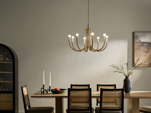 Bruno 29" Eight Lights Chandelier, Champagne Bronze
