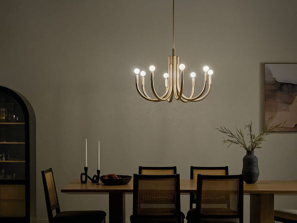 Bruno 29" Eight Lights Chandelier, Champagne Bronze