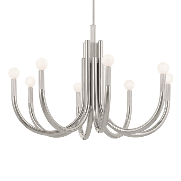 Bruno 29" Eight Lights Mid. Chandeliers, Polished Nickel