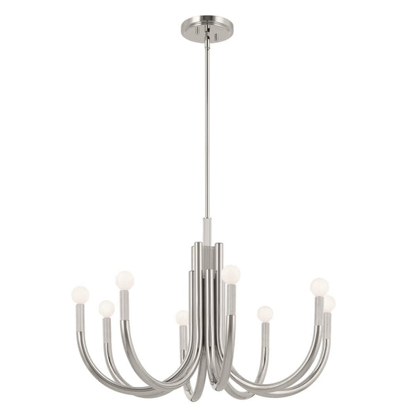 Bruno 29" 8 Light Chandelier, Polished Nickel