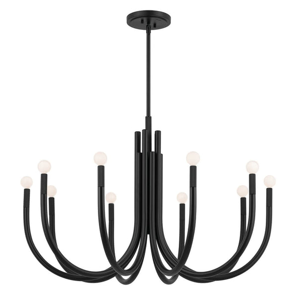 Bruno 40" 10 Light Chandelier, Black