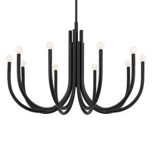 Bruno 40" Ten Lights Chandelier, Black