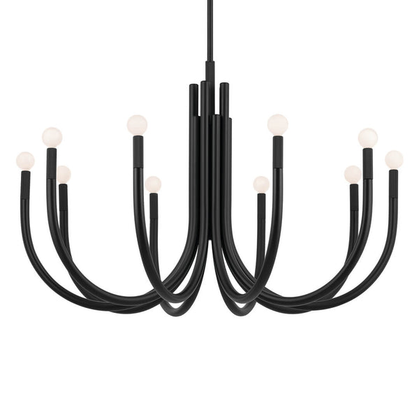 Bruno 40" Ten Lights Chandelier, Black