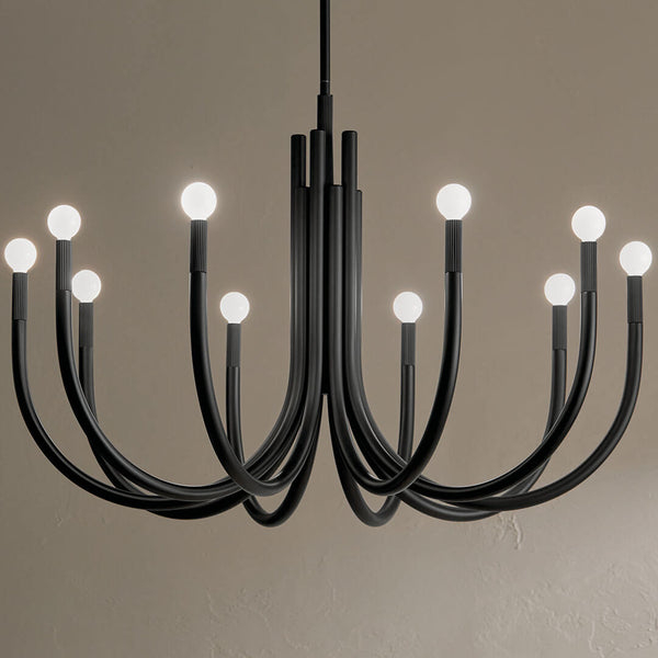 Bruno 40" Ten Lights Chandelier, Black