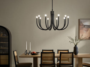 Bruno 40" Ten Lights Chandelier, Black
