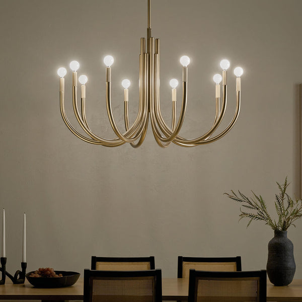 Bruno 40" Ten Lights Chandelier, Champagne Bronze