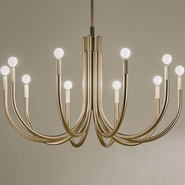 Bruno 40" Ten Lights Chandelier, Champagne Bronze