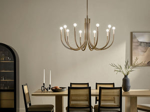 Bruno 40" Ten Lights Chandelier, Champagne Bronze