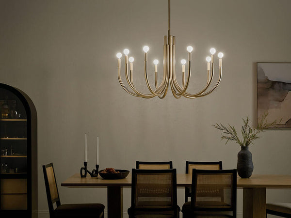 Bruno 40" Ten Lights Chandelier, Champagne Bronze