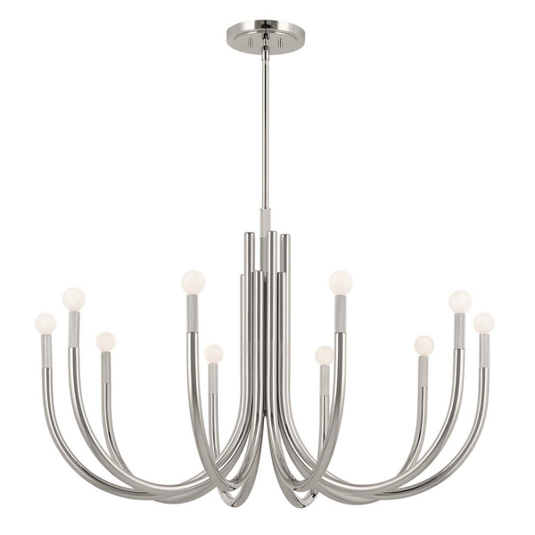 Bruno 40" 10 Light Chandelier, Polished Nickel