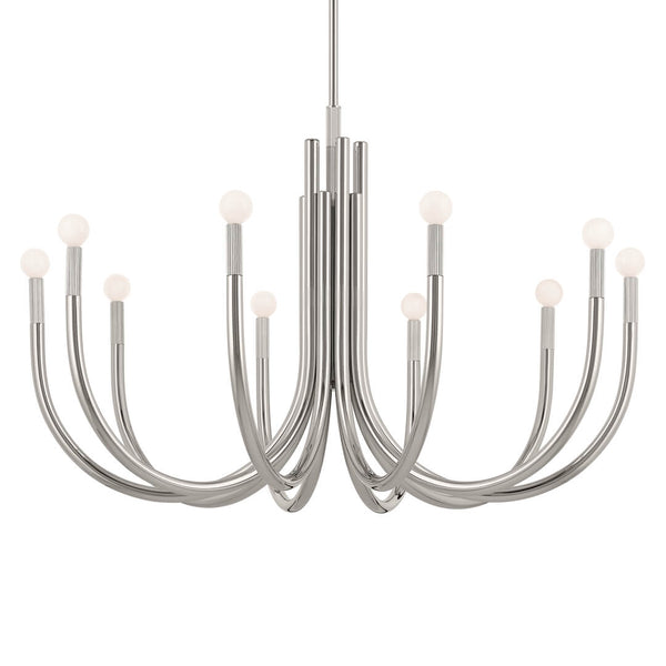 Bruno 40" Ten Lights Chandelier, Polished Nickel