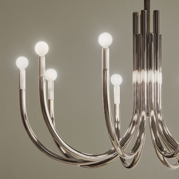 Bruno 40" Ten Lights Chandelier, Polished Nickel