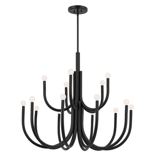 Bruno 40" 15 Light Chandelier, Black