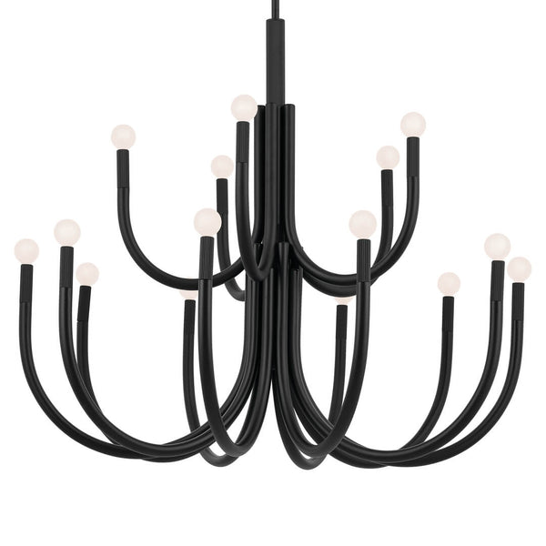 Bruno 40" Fifteen Lights Chandelier, Black