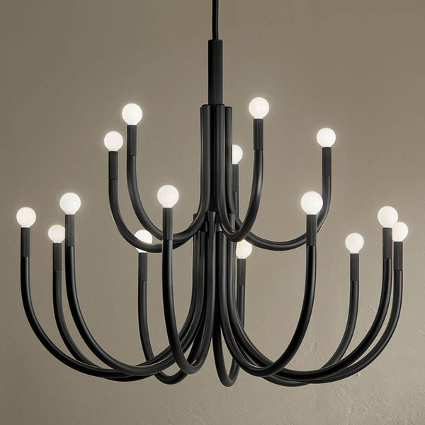 Bruno 40" Fifteen Lights Chandelier, Black