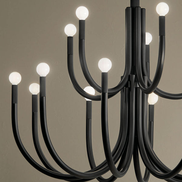 Bruno 40" Fifteen Lights Chandelier, Black