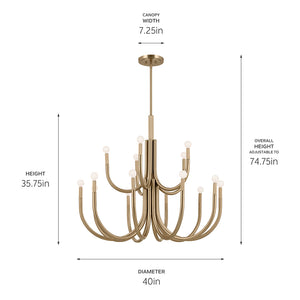 Bruno 40" Fifteen Lights Chandelier, Champagne Bronze